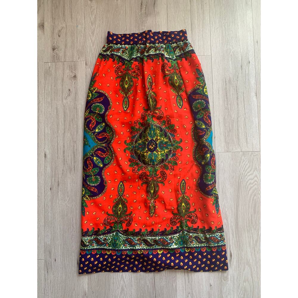 Vintage Malbe Original  Glitter Paisley Psychedellic Maxi Skirt
